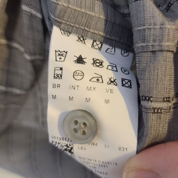 BOSS Hugo Boss Long Sleeve Button Up Dress Shirt Gray Stripe Pattern Size Medium - Picture 6 of 9